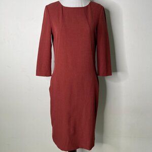M.M. Lafleur Women's Red Long Sleeve Shift Crewneck Dress Size 4